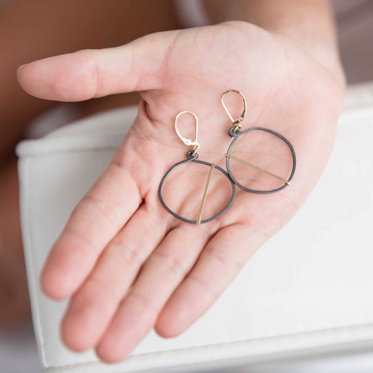 Freshie & Zero Night Optimist Circle Earrings, Black & Gold
