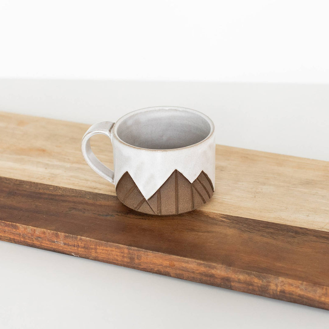 Mountain Mug: White on Brown Clay / Large