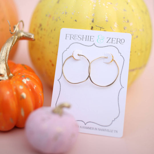 Freshie & Zero Minimal Imperfect Hoop Earrings - Small Organic Circle
