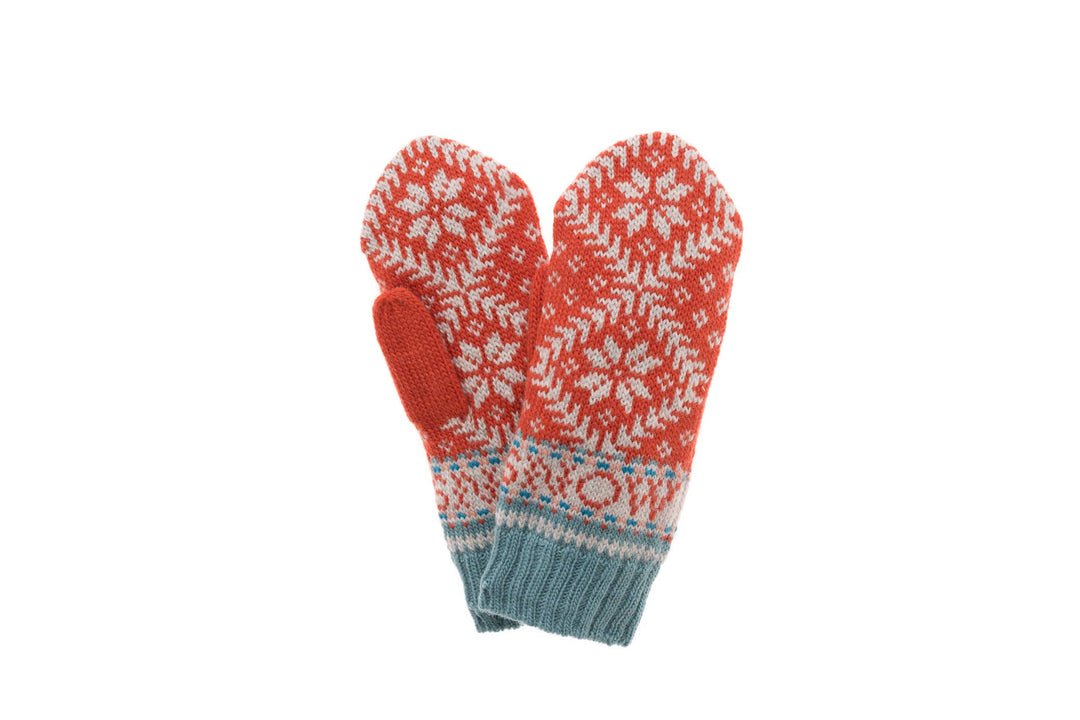 French Knot Novelty Nordic Mitten - Tomato