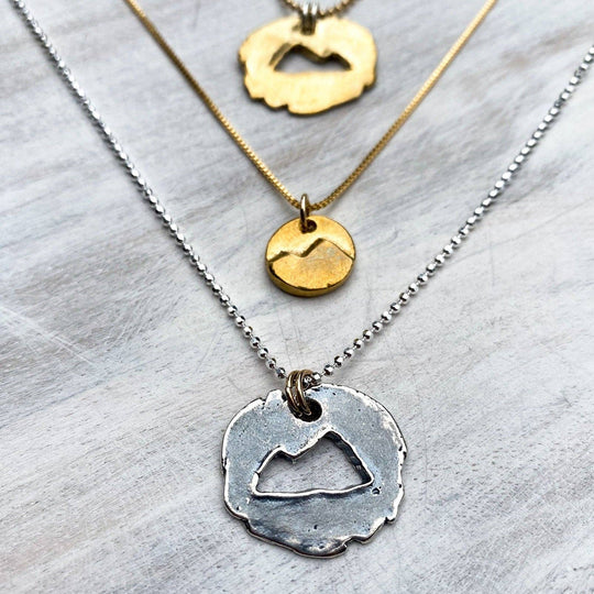 Mountain Cut Out Necklace, Sterling Silver