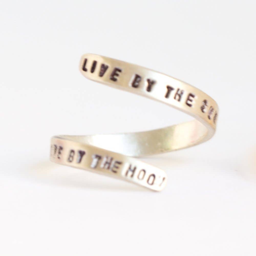 Live by the sun, love by the moon - quote wrap ring