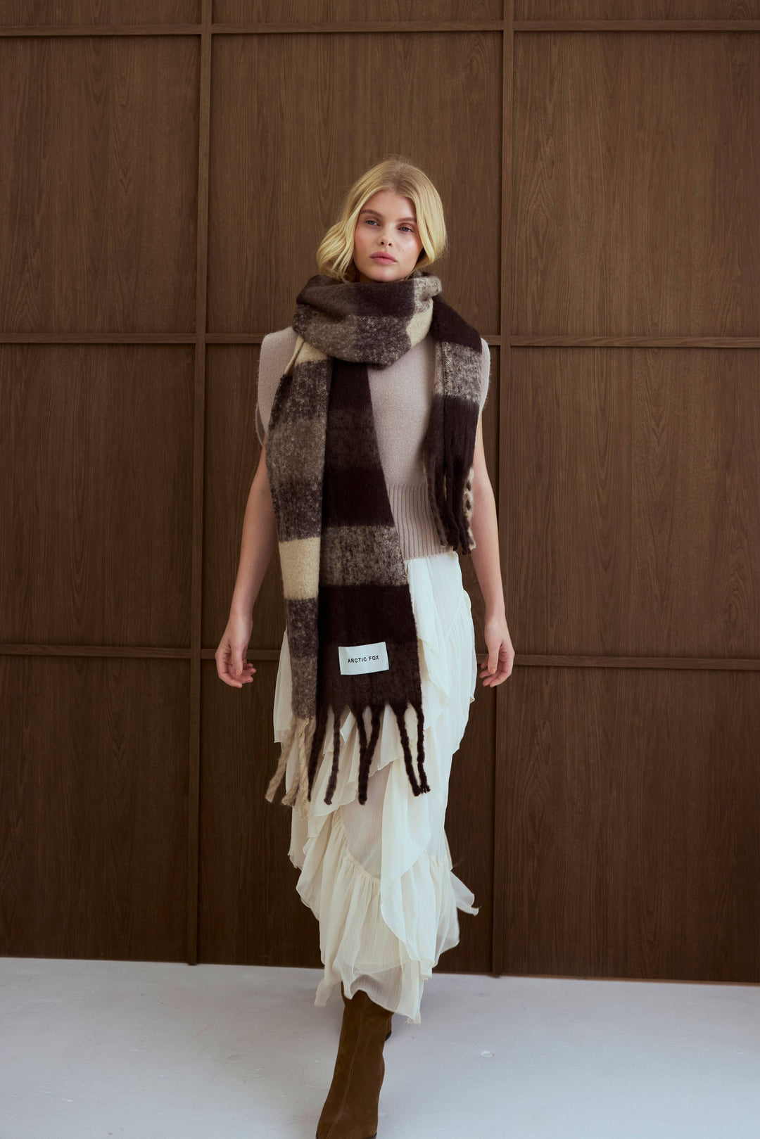 Arctic Fox Reykjavik Scarf - Brown Check