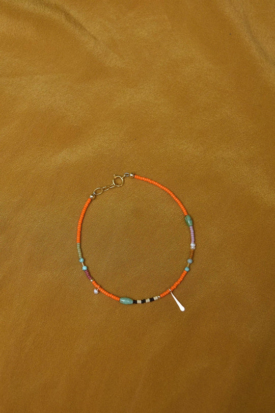 Single Strand Bracelet or Anklet- in Orange