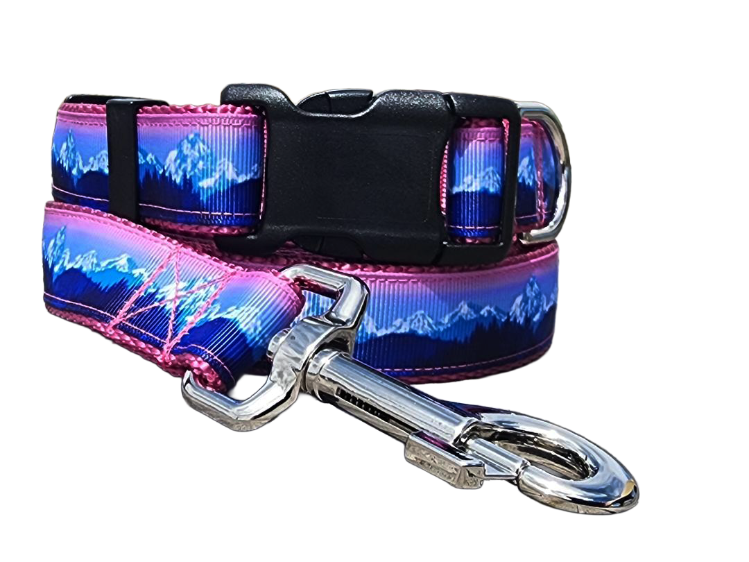 1" Pink Mountain Dog Collar, Leash, or Martingale