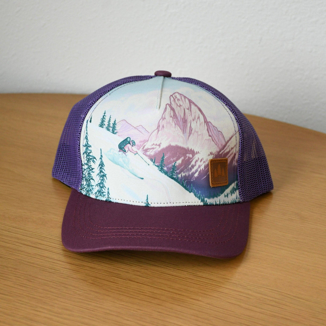 Mountain Skier Unisex Trucker  - Burgundy