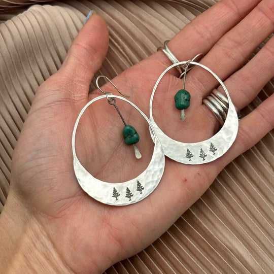Fluff Hardware Handmade Alpine Earrings | Tree | Turquoise | Nature