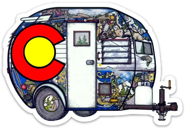 Blue Dog Stickers Colorado Camper Blue Dog Sticker