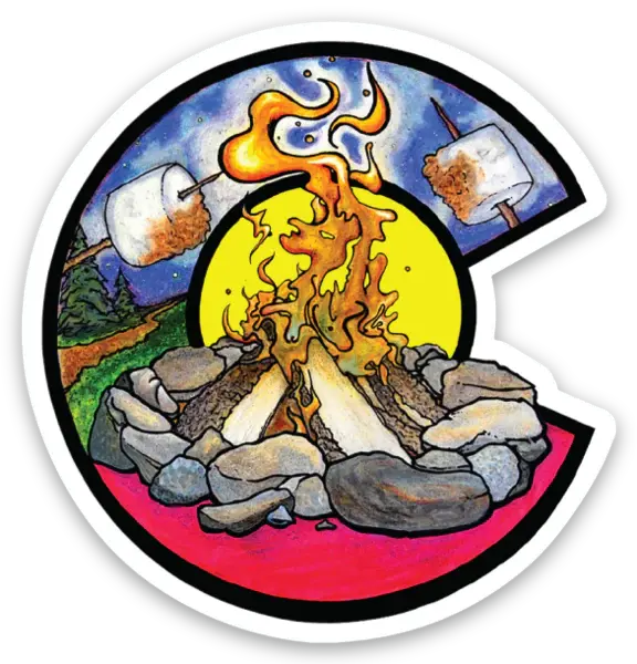 Blue Dog Stickers Colorado Campfire Blue Dog Sticker