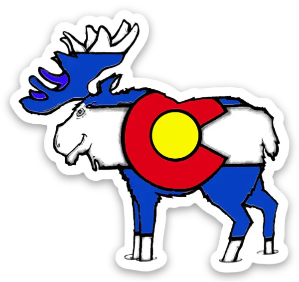 Blue Dog Stickers Mini Colorado Moose Blue Dog Sticker