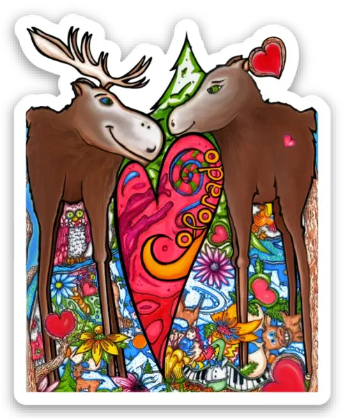 Blue Dog Stickers Mini Colorado Moose Love Blue Dog Sticker