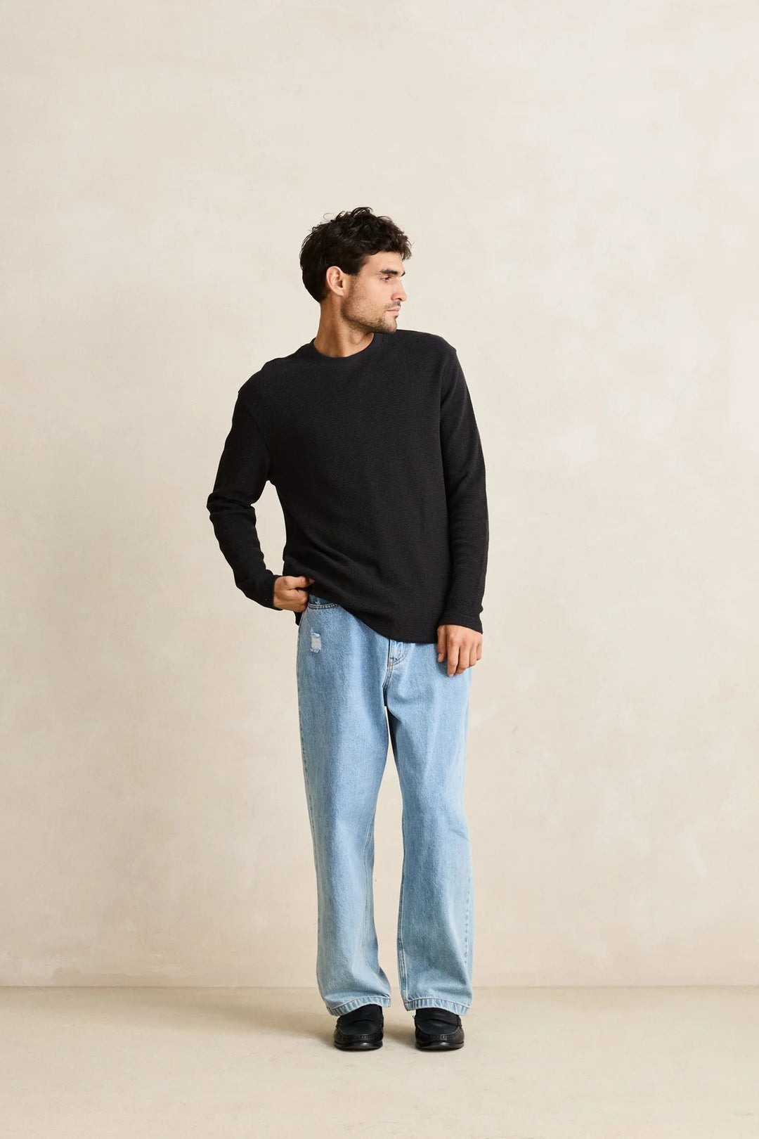 Rhythm Classic Waffle Knit Long Sleeve Shirt