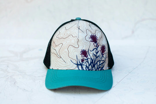 Final Switchback Paintbrush Trucker Hat Final Switchback by Katie Jeanne Reim