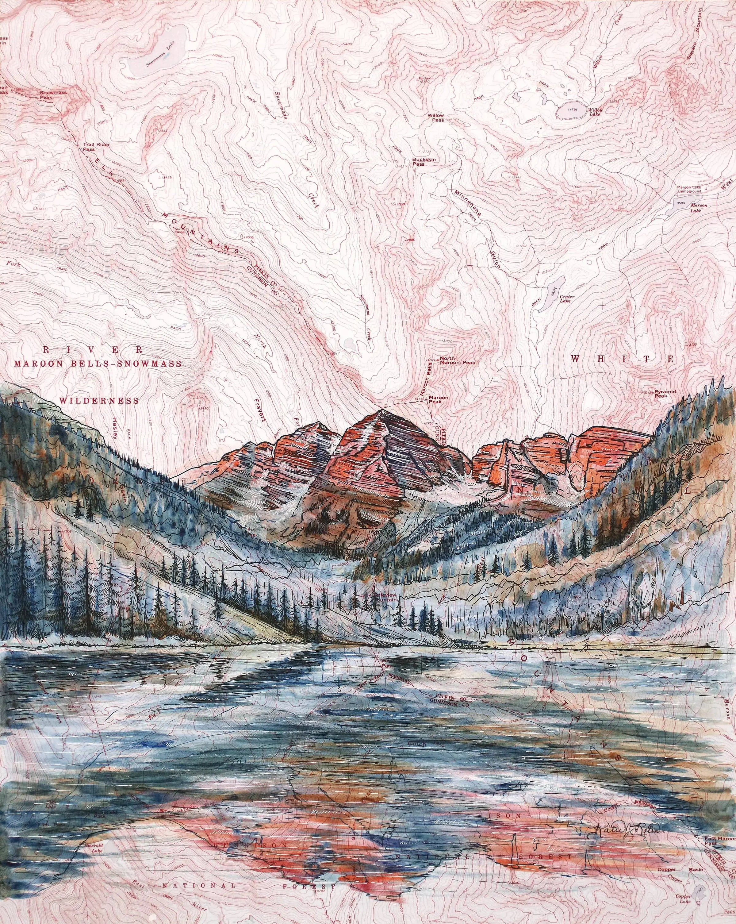 Final Switchback by Katie Jeanne Reim Maroon Bells Colorado Fine Art Matted Print medium - The Outside Society