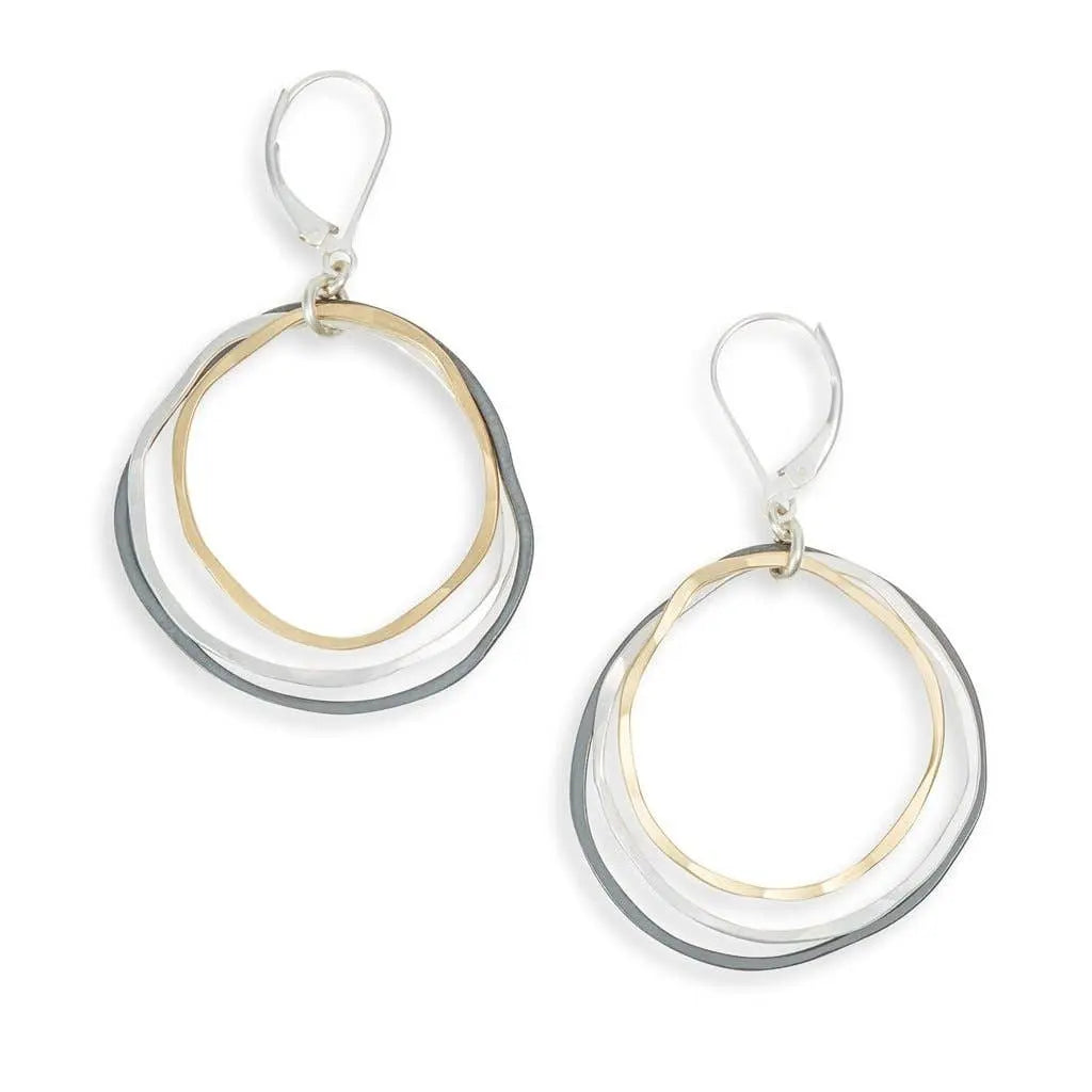 Freshie & Zero Mixed Caldera Earrings Mixed Metal Hammered Circles Freshie & Zero