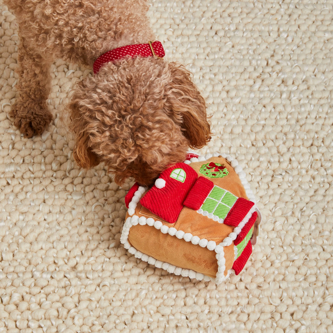 Gingerbread House Interactive Snuffle Holiday Dog Toy The Foggy Dog