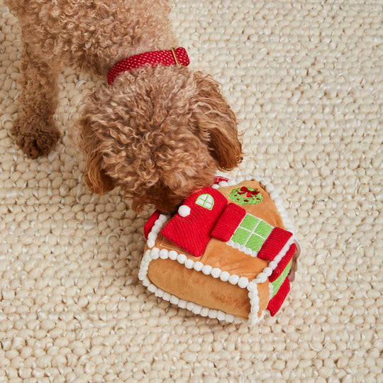 Gingerbread House Interactive Snuffle Holiday Dog Toy The Foggy Dog
