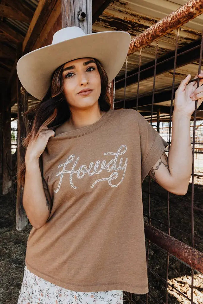 Howdy Tee - Brown - The Outside Society