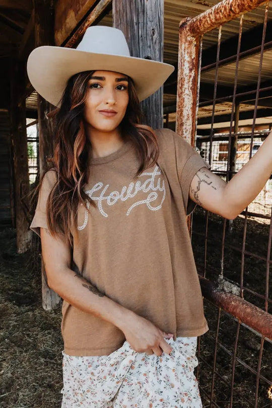 Howdy Tee - Brown - The Outside Society