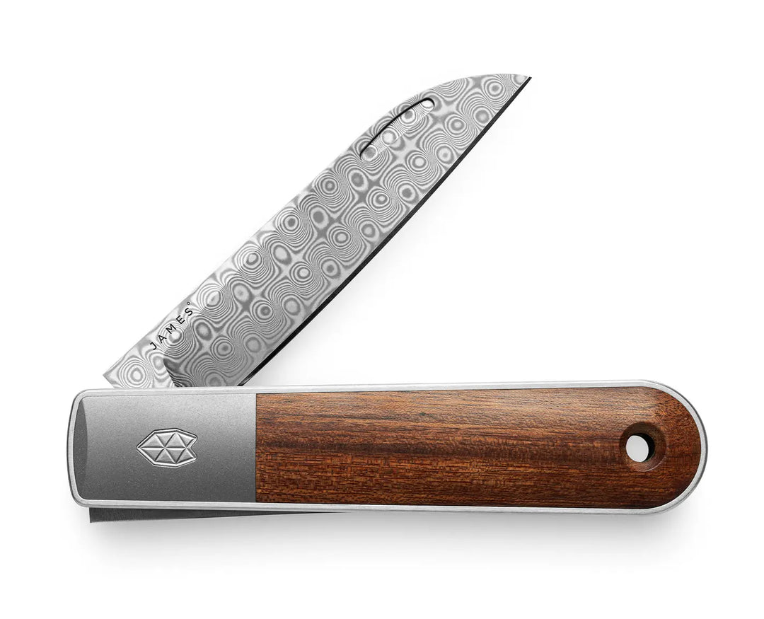James Brand The Wayland- Rosewood / Damascus / Titanium / Straight James Brand