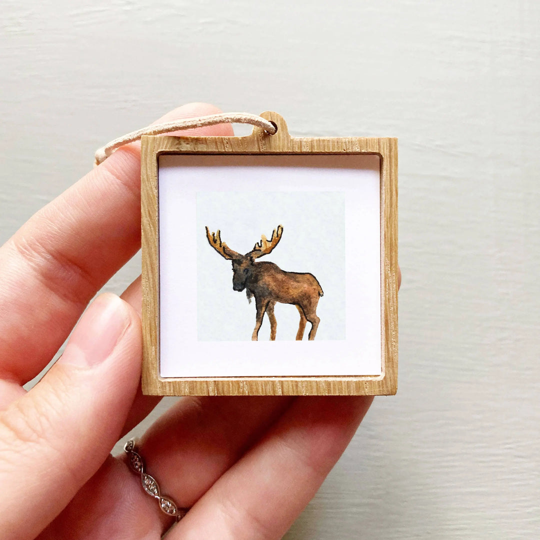 Mini 1" Moose Animal Tiny Watercolor Painting Art Print Mick's Art Goods