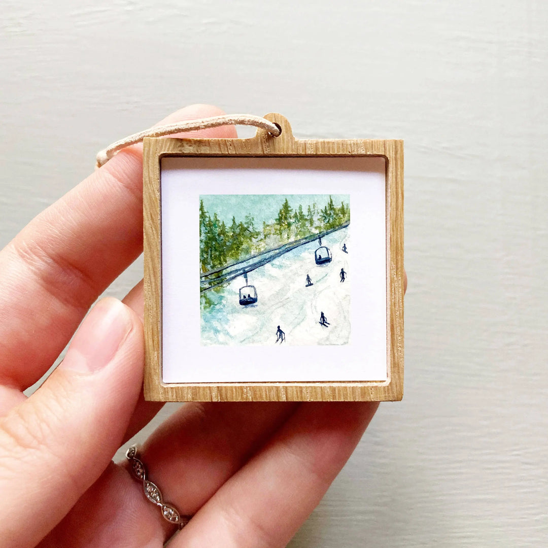 Mini 1" Skiing and Snowboarding Watercolor Print Mick's Art Goods