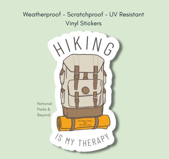 National Parks and Beyond Hiking Therapy Backpack Sticker National Parks and Beyond