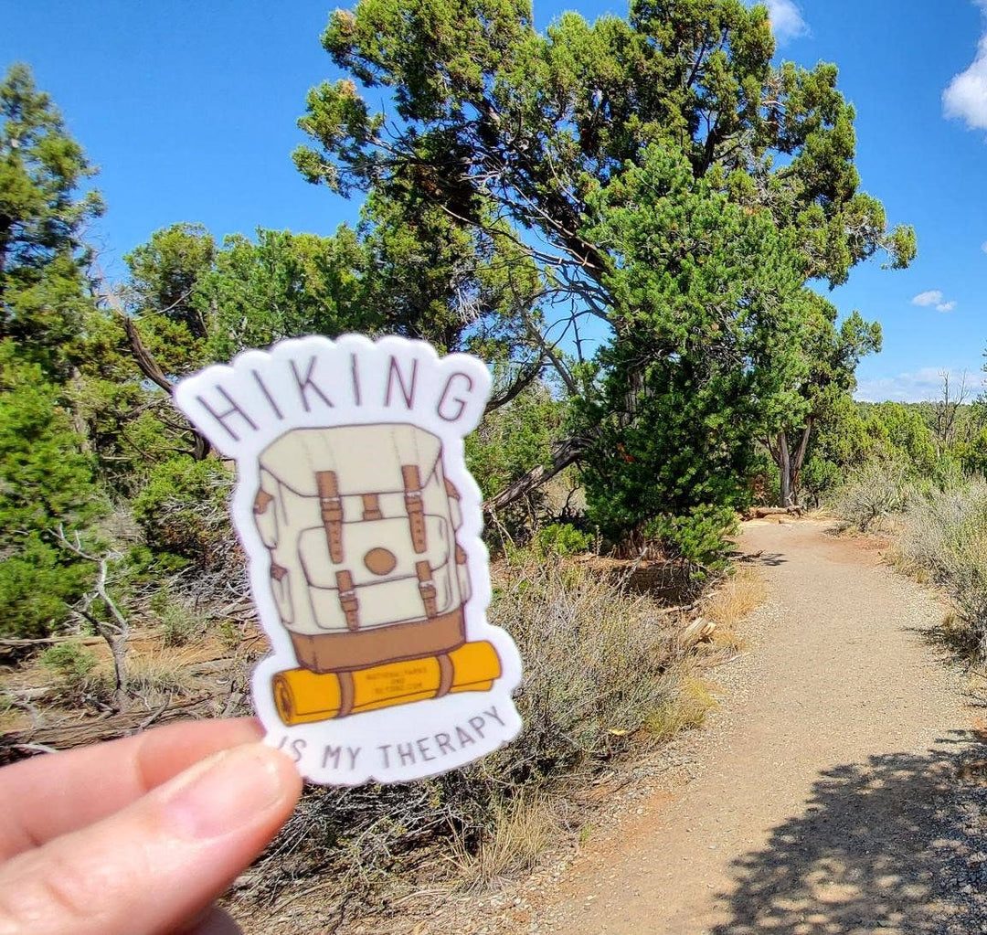 National Parks and Beyond Hiking Therapy Backpack Sticker National Parks and Beyond