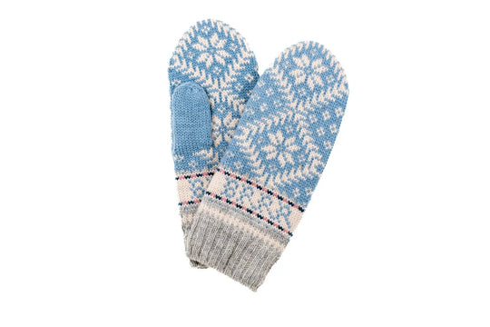 Novelty Nordic Mitten - Light Blue French Knot