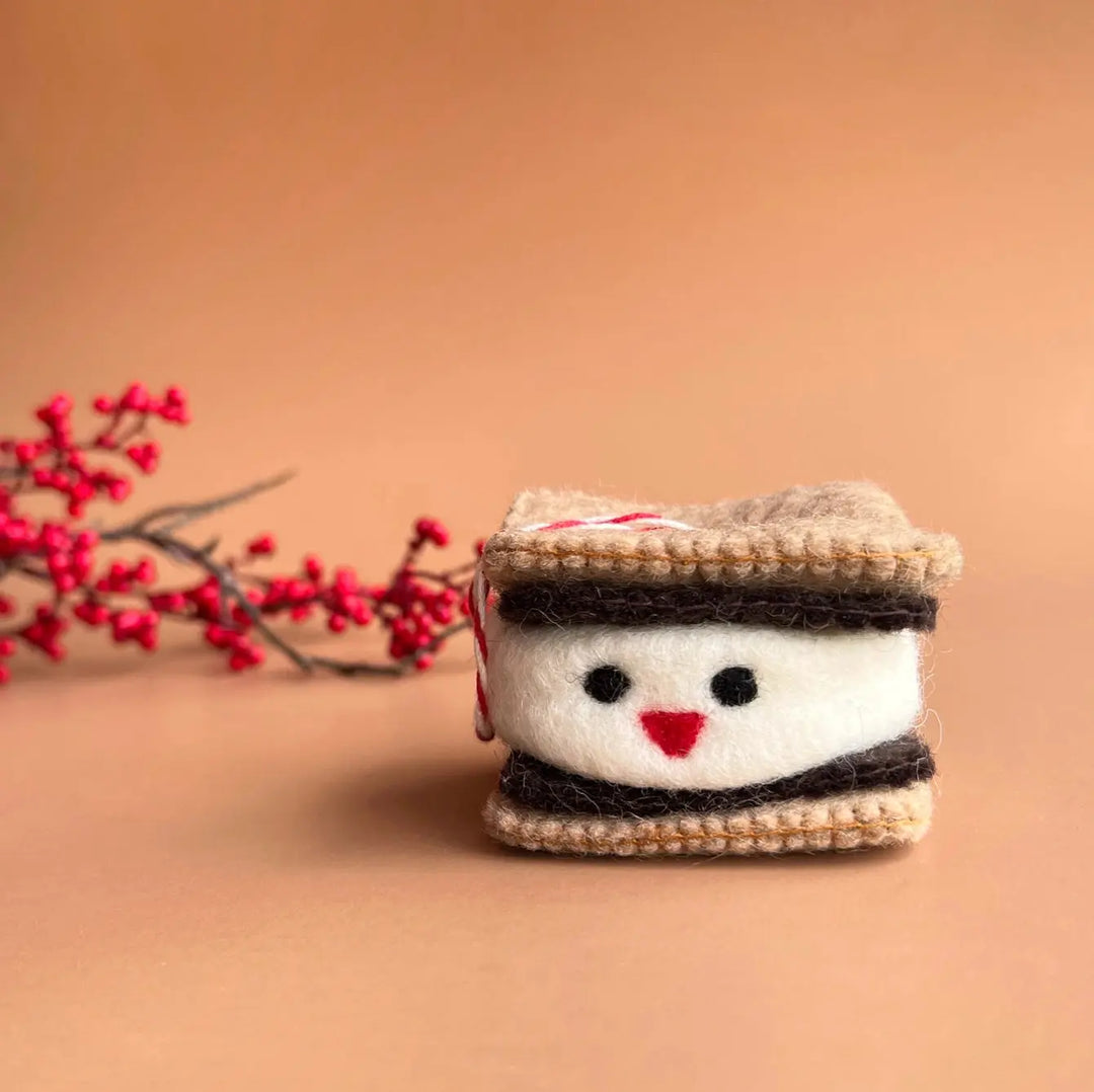 Ornaments 4 Orphans Smiling S'more Felt Wool Christmas Ornament Ornaments 4 Orphans