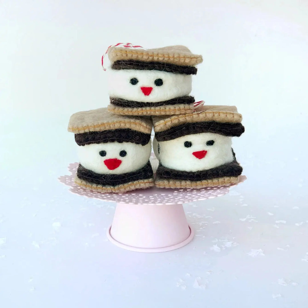 Ornaments 4 Orphans Smiling S'more Felt Wool Christmas Ornament Ornaments 4 Orphans