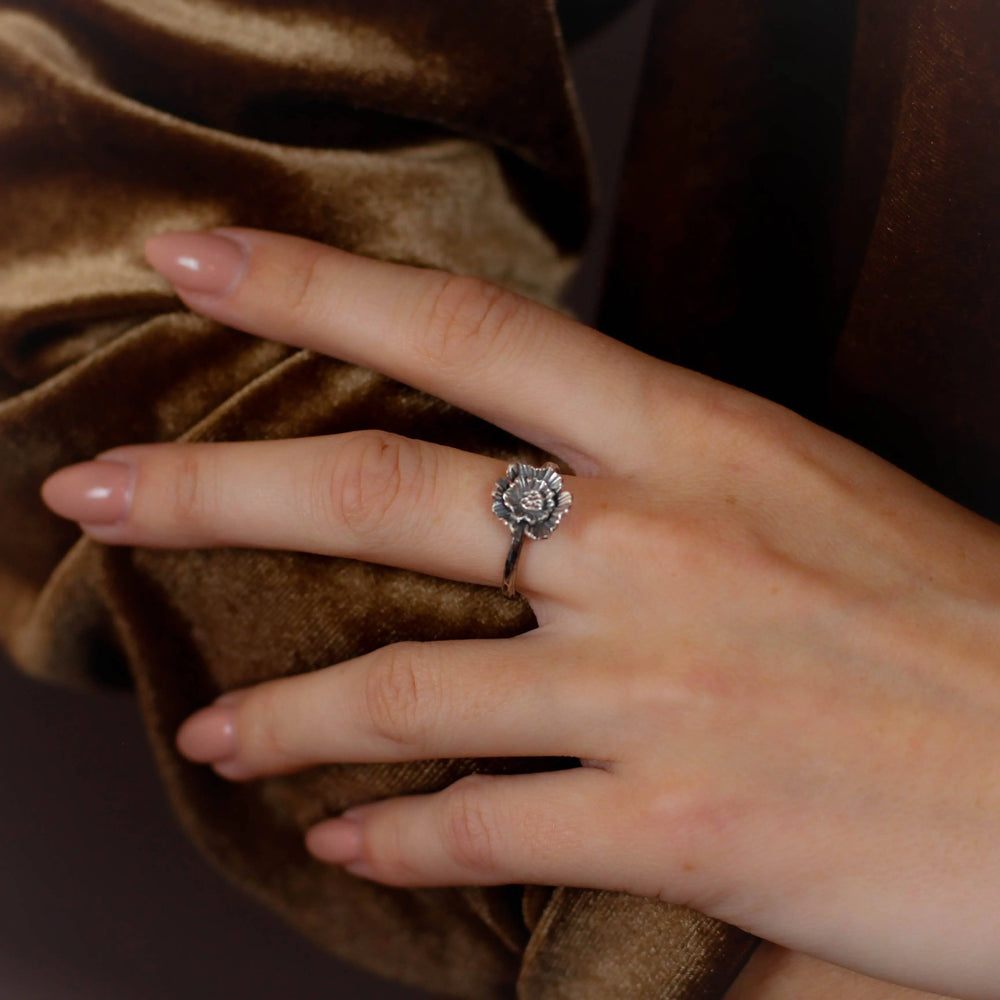 Poppy sterling silver stacking ring CinnamonSticks Designs