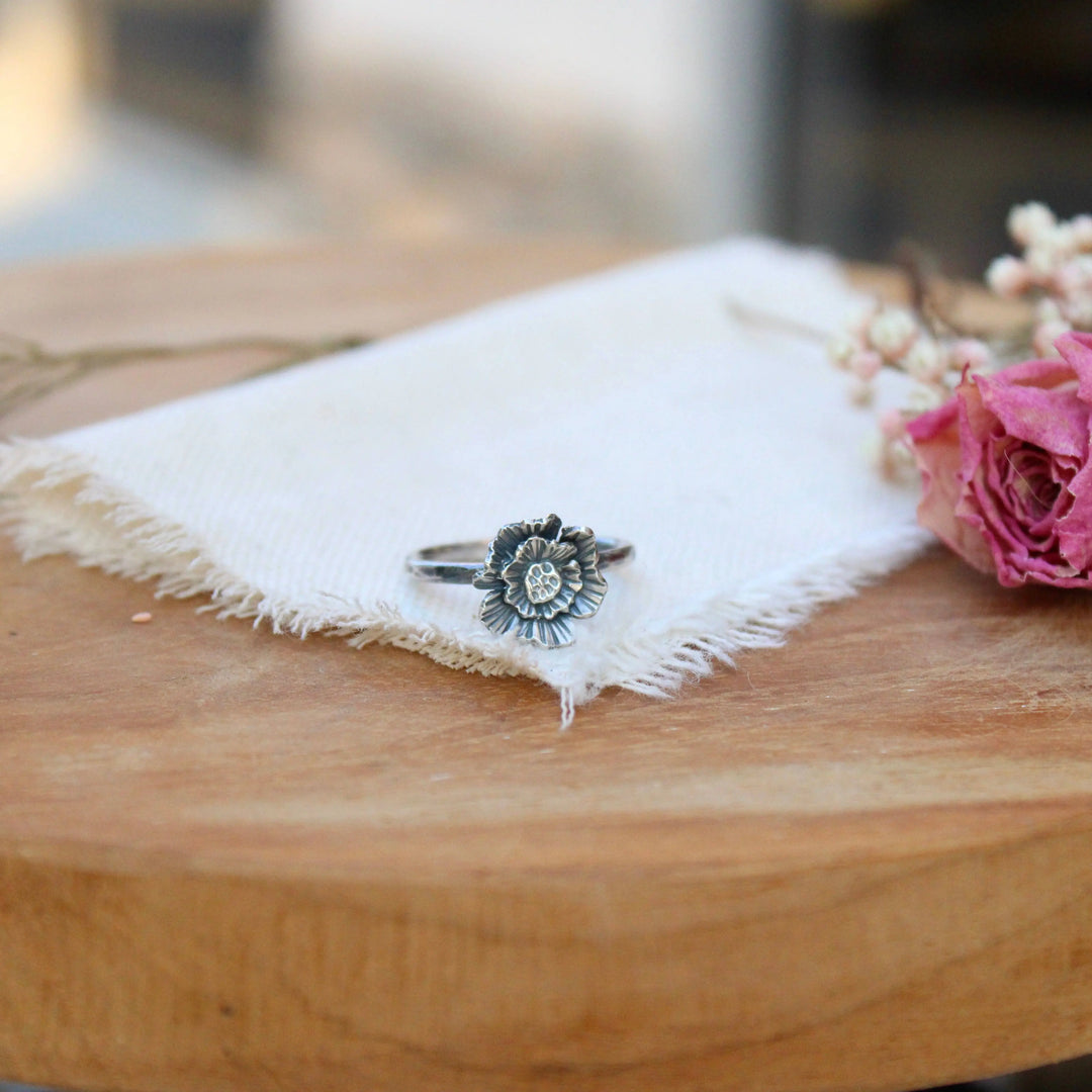 Poppy sterling silver stacking ring CinnamonSticks Designs
