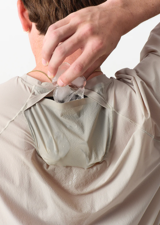 Ice Pouch on back neck of Tee 