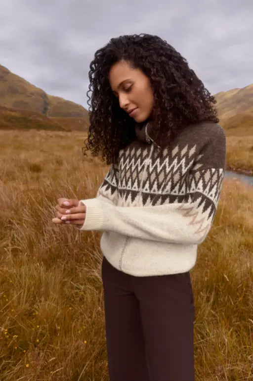 Sweaty Betty Fairisle Funnel Neck Zip Sweaty Betty