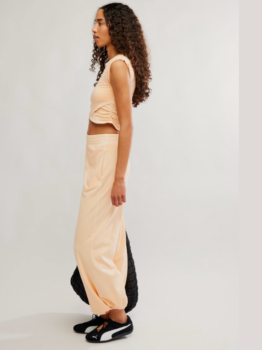 Hot Shot Crossover Set in Pina Colada relaxed wide leg pants with elasticated waist and soft jersey tee
