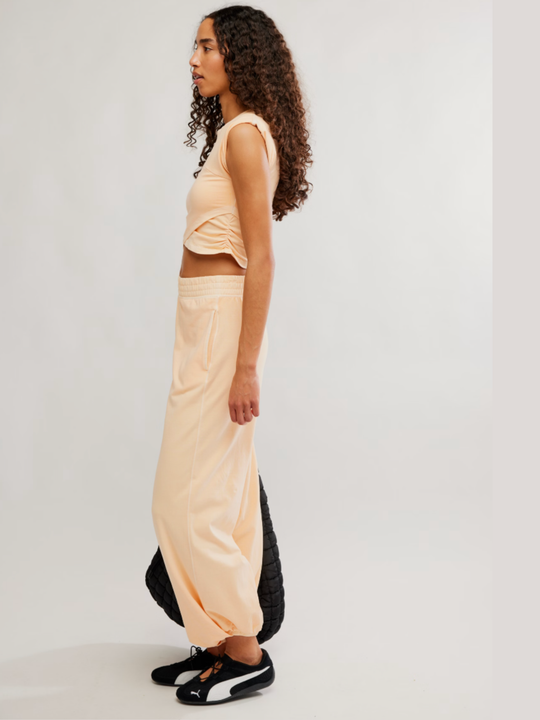 Hot Shot Crossover Set in Pina Colada relaxed wide leg pants with elasticated waist and soft jersey tee
