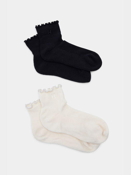Halfdays Ruffle Socks Black/Oatmilk 