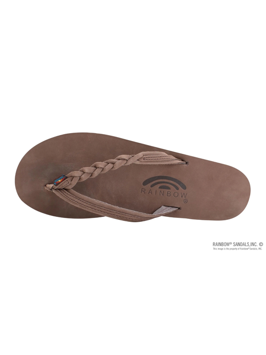 Rainbow Sandals Flirty Braidy - Single Layer Premier Leather 1/2" Narrow Strap with Braid