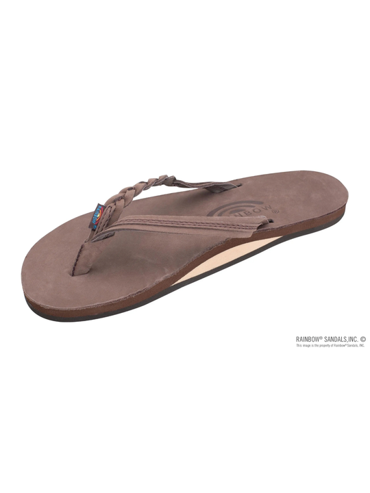 Rainbow Sandals Flirty Braidy - Single Layer Premier Leather 1/2" Narrow Strap with Braid