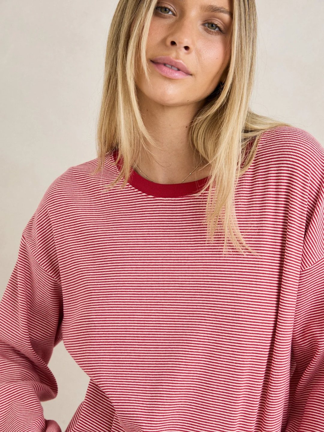 Rhythm Lexi Stripe Long Sleeve Top Cherry