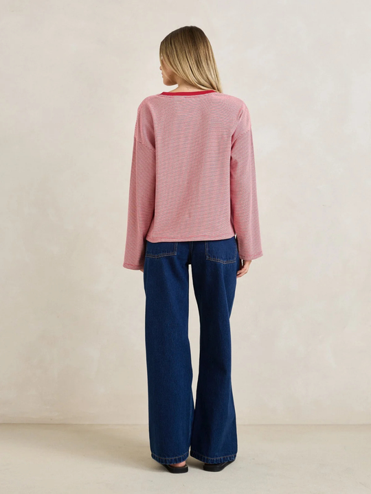 Rhythm Lexi Stripe Long Sleeve Top Cherry