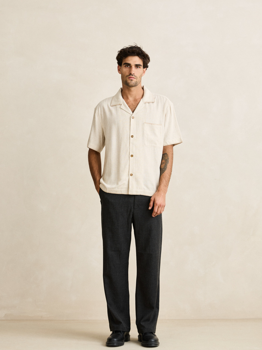 Relaxed Whip Stitch Short Sleeve Shirt