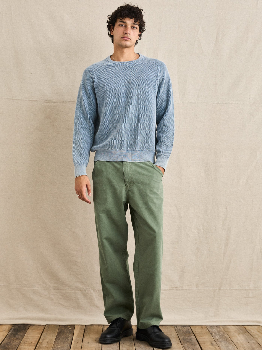 Rhythm Polu Crew Knit Washed Blue