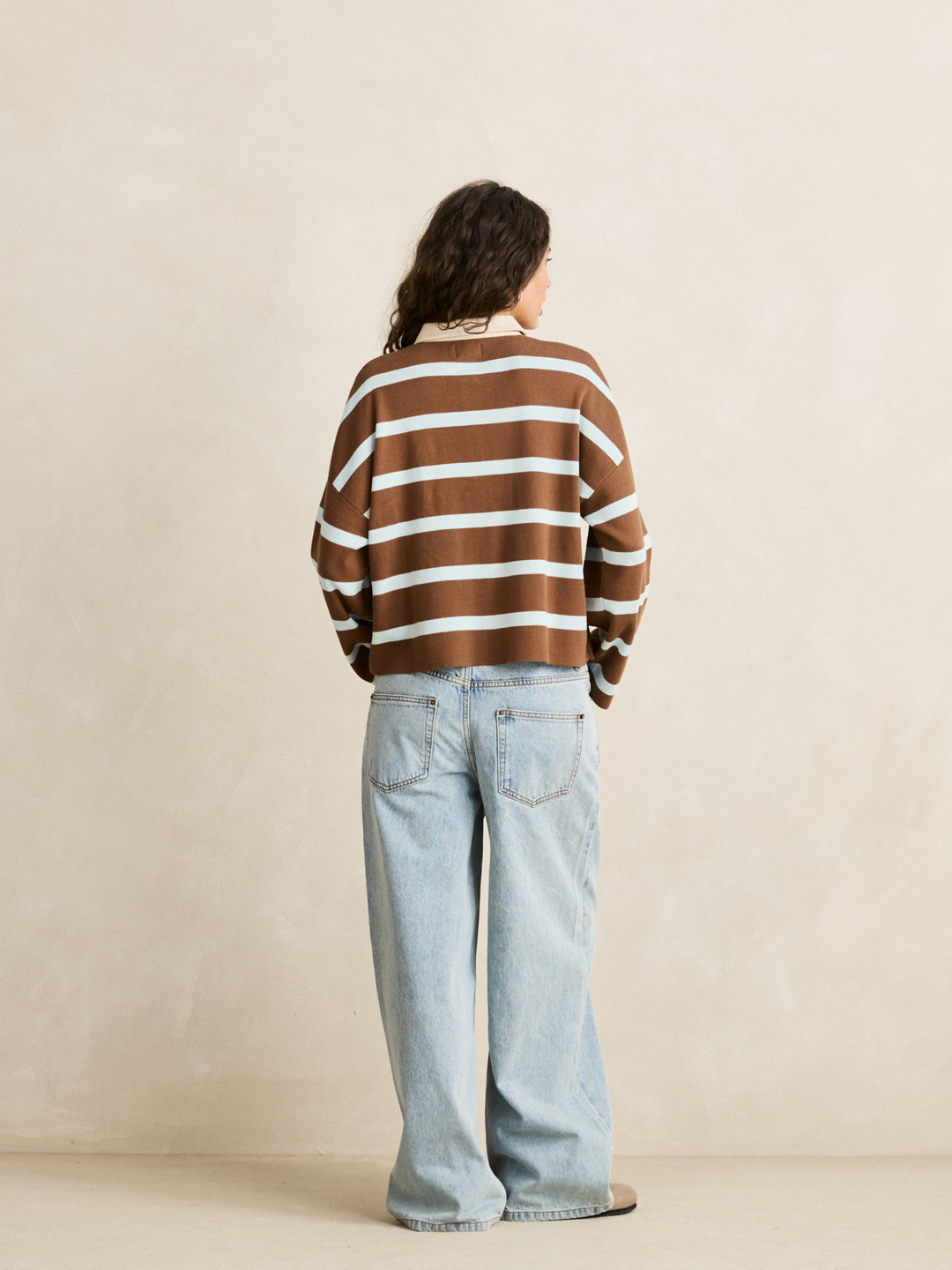Rhythm Rugby Polo Knit Sweater Brown