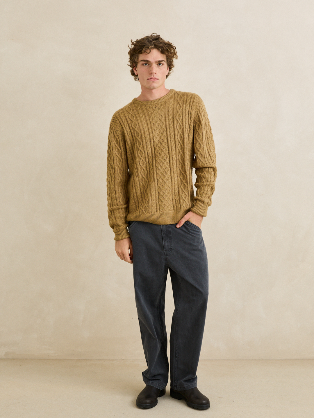 Rhythm Mohair Fishermans Knit Sweater Sand