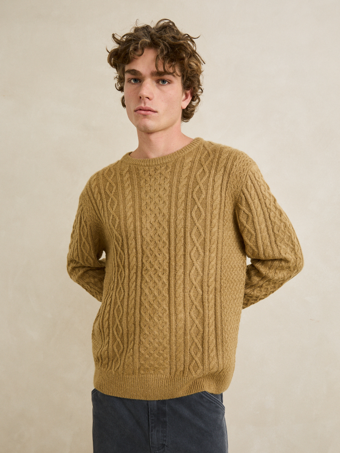 Rhythm Mohair Fishermans Knit Sweater Sand