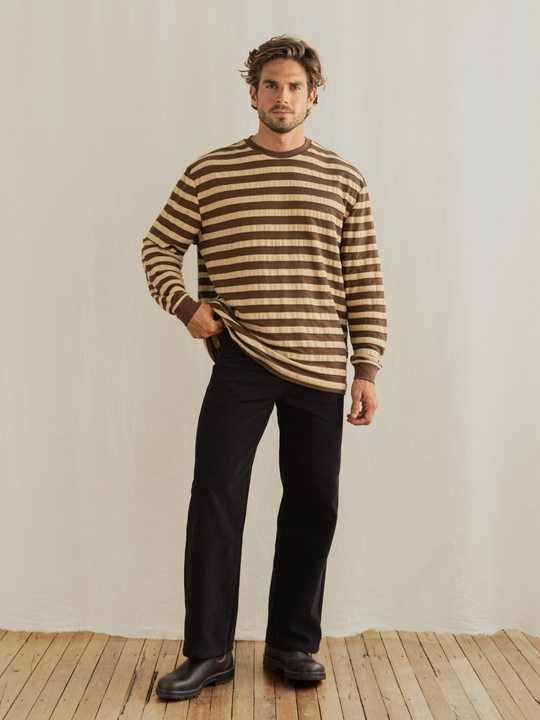 Rhythm Textured Stripe Long Sleeve Shirt