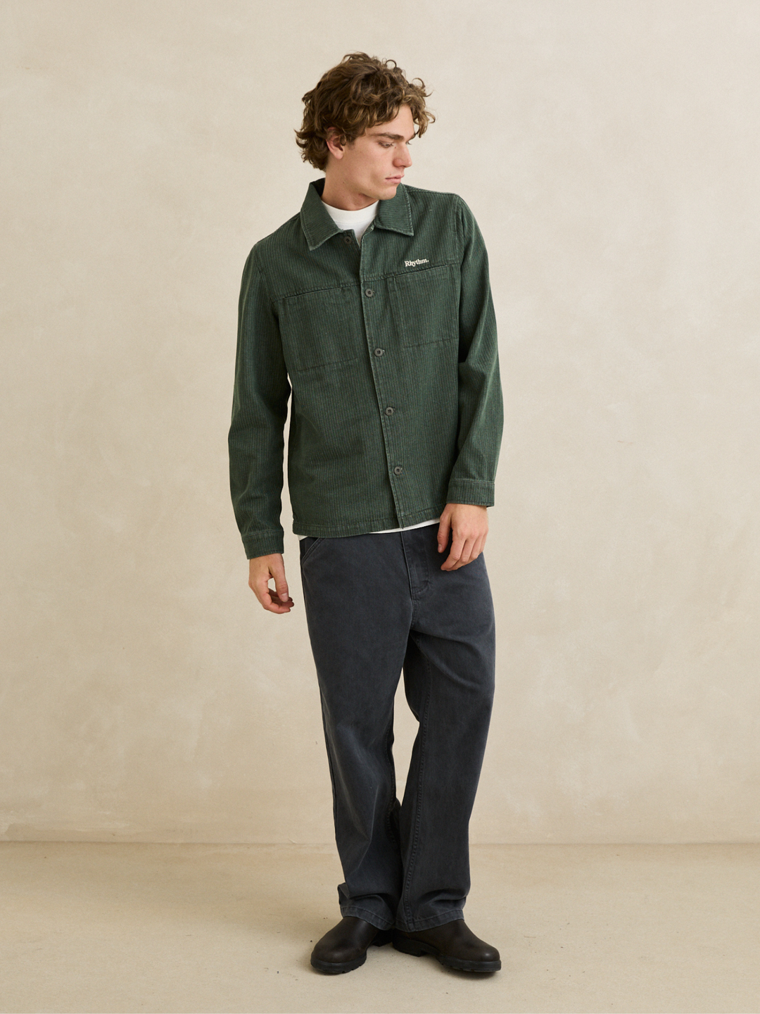 Rhythm Harlan Long Sleeve Shirt Olive