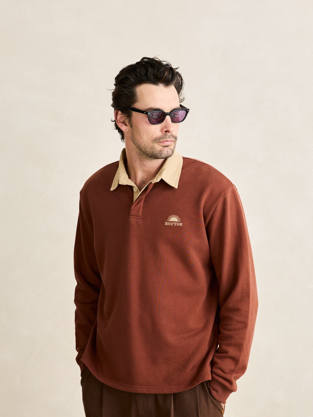 Rhythm Heritage Bloom Rugby Polo Bark